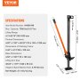 VEVOR High Lift Farm Jack, 121.9 cm Utility Farm Jack, 3175.1 kg Capacity Ratcheting Off Road Utility Jack, Heavy-Duty Farm Jack for Tractor, Truck, SUV, Bumper Lift, Orange