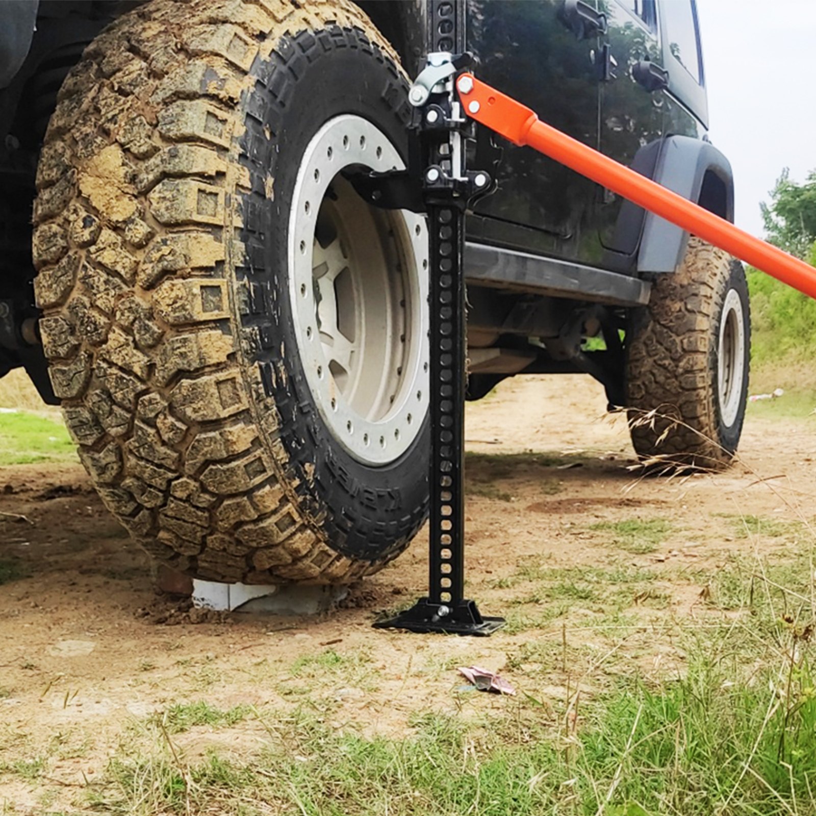 VEVOR High Lift Farm Jack, 48" Utility Farm Jack, 7000 lbs Capacity Ratcheting Off Road Utility Jack, Heavy-Duty Farm Jack for Tractor, Truck, SUV, Bumper Lift, Orange