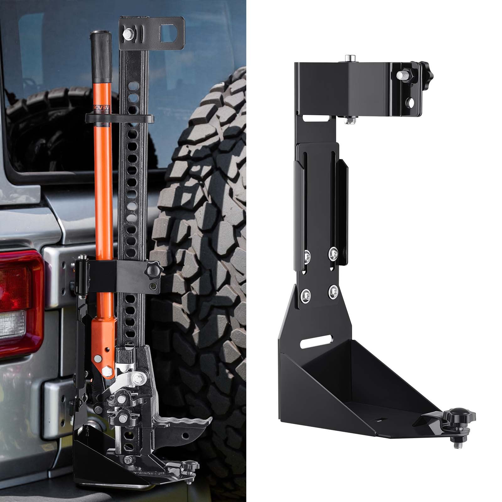 VEVOR High Lift Jack Mount Bracket, Farm Jack Holder Mounting Bracket Kit, Mount Carrier for Off Road Heavy-Duty Jacks, Compatible With YJ (1986-1996), TJ (1997-2006), JK (2006-2018), JL (2018-2024)