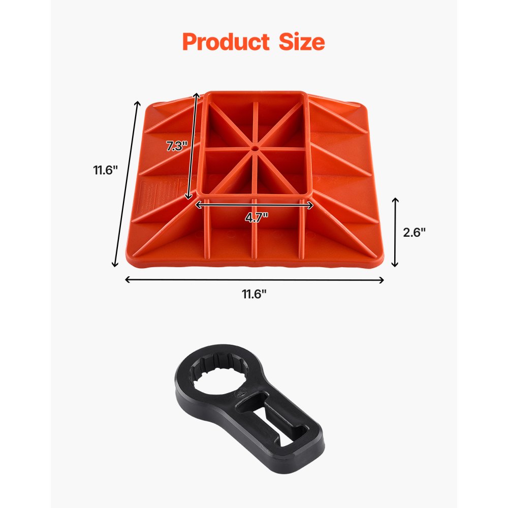 VEVOR High Lift Jack Base and Handle Keeper, 295 x 295 mm Off Road Jack Stand Base with 7000 Pound Capacity, Heavy-Duty Farm Jacks Support Stand for Most Jacks with 185 x 120 mm Base, Red