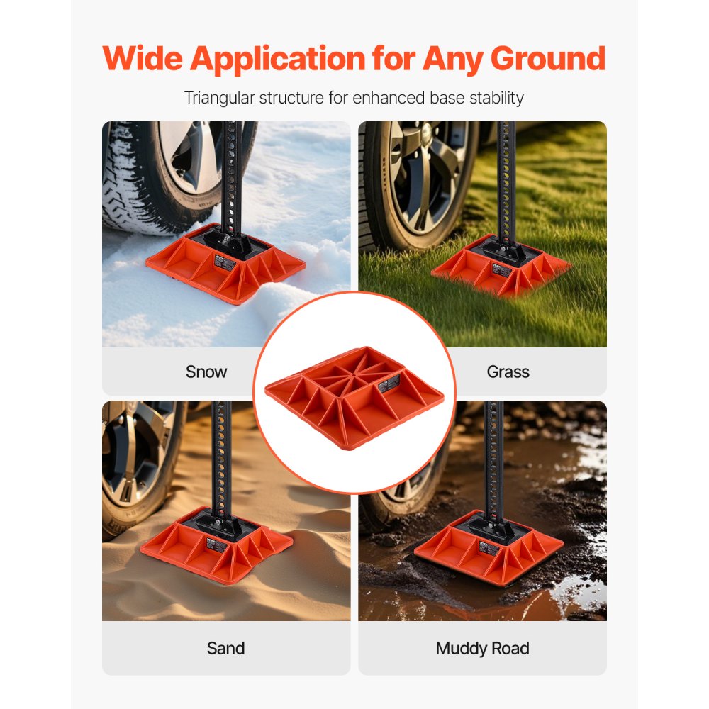 VEVOR High Lift Jack Base and Handle Keeper, 295 x 295 mm Off Road Jack Stand Base with 7000 Pound Capacity, Heavy-Duty Farm Jacks Support Stand for Most Jacks with 185 x 120 mm Base, Red