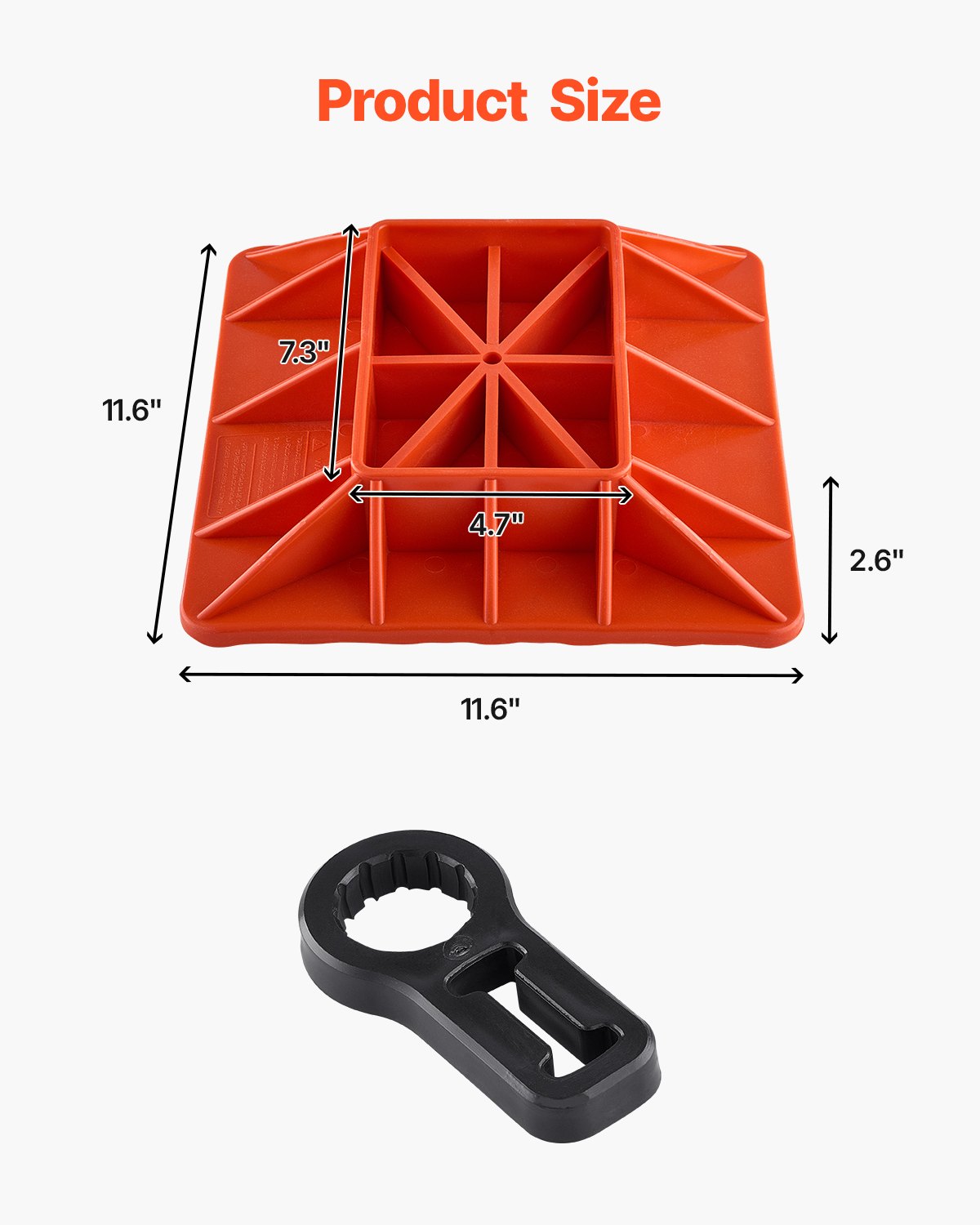 VEVOR High Lift Jack Base and Handle Keeper, 295 x 295 mm Off Road Jack Stand Base with 7000 Pound Capacity, Heavy-Duty Farm Jacks Support Stand for Most Jacks with 185 x 120 mm Base, Red