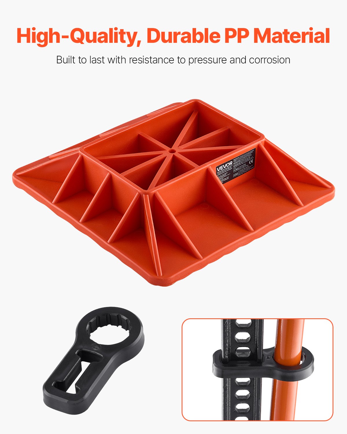 VEVOR High Lift Jack Base and Handle Keeper, 295 x 295 mm Off Road Jack Stand Base with 7000 Pound Capacity, Heavy-Duty Farm Jacks Support Stand for Most Jacks with 185 x 120 mm Base, Red