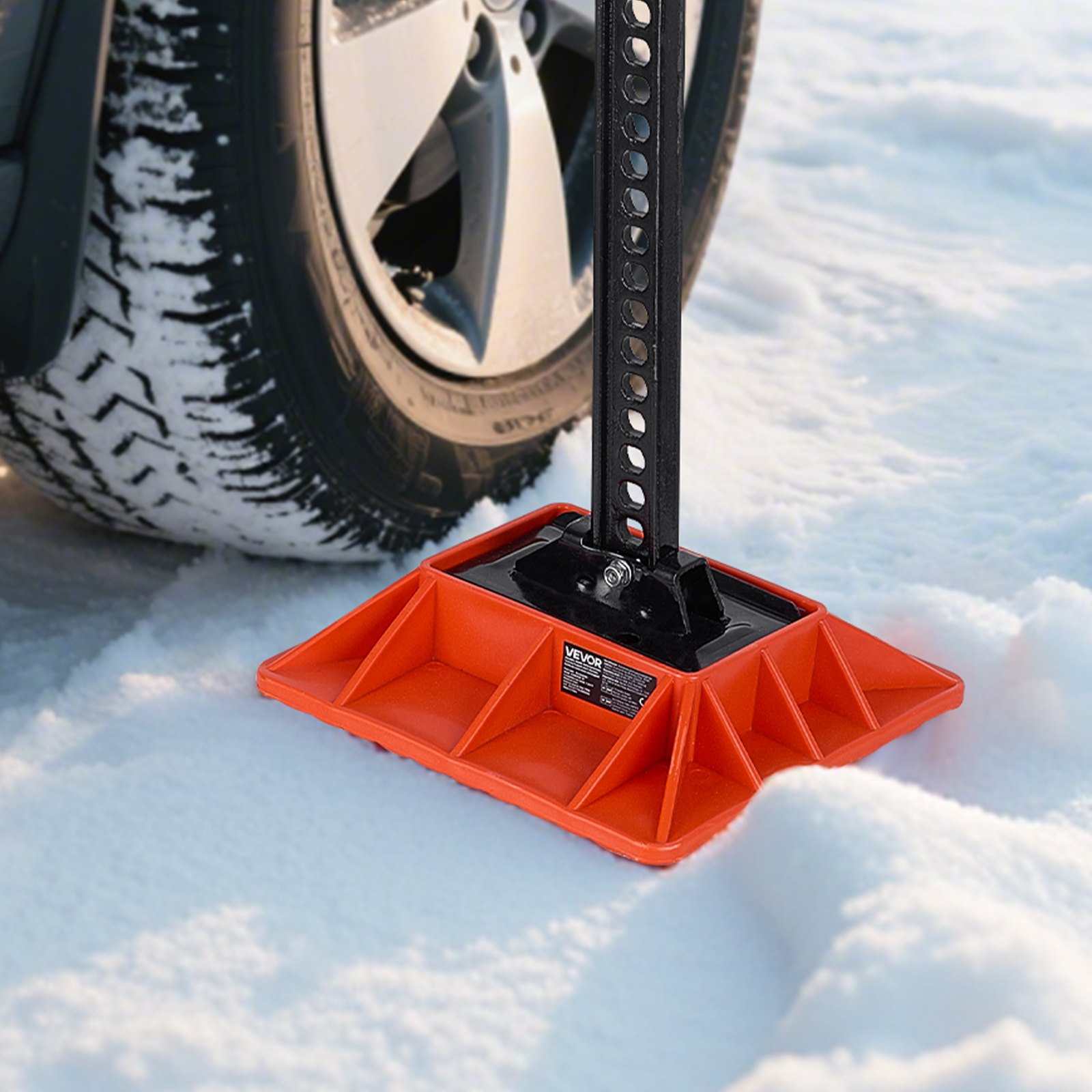 VEVOR High Lift Jack Base and Handle Keeper, 295 x 295 mm Off Road Jack Stand Base with 7000 Pound Capacity, Heavy-Duty Farm Jacks Support Stand for Most Jacks with 185 x 120 mm Base, Red