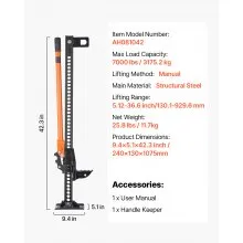 42" Off Road Farm Jack Hoist 7000 Lbs High Lift Tractor Vehicle's Winch