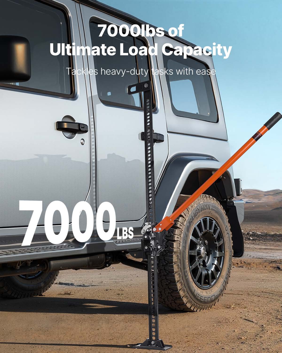 VEVOR Farm Jack, 122 cm Utility High Lift Farm Jack, 3.18 Ton Capacity Ratcheting Off Road Utility Jacks, Heavy-Duty Lift Jacks with 130.1-1079.5 mm Lifting Range for Tractor, Truck, SUV