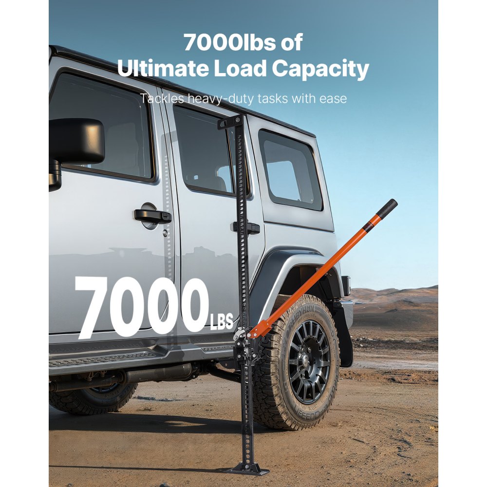 VEVOR Farm Jack, 152.5 cm Utility High Lift Farm Jack, 3.18 Ton Capacity Ratcheting Off Road Utility Jacks, Heavy-Duty Lift Jacks with 130.1-1380 mm Lifting Range for Tractor, Truck, SUV