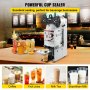 VEVOR Semi-automatic Cup Sealing Machine, 300-500 Cup/h Tea Cup Sealer Machine, Silver Boba Cup Sealer Machine, 90/95mm Cup Diameter Boba Cup Sealing Machine with Control Panel for Bubble Milk Tea