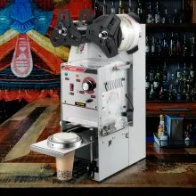 VEVOR Semi-automatic Cup Sealing Machine, 300-500 Cup/h Tea Cup Sealer Machine, Silver Boba Cup Sealer Machine, 90/95mm Cup Diameter Boba Cup Sealing Machine with Control Panel for Bubble Milk Tea