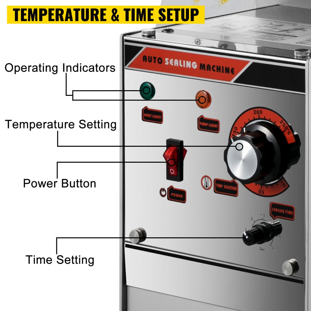 VEVOR Semi-automatic Cup Sealing Machine, 300-500 Cup/h Tea Cup Sealer Machine, Silver Boba Cup Sealer Machine, 90/95mm Cup Diameter Boba Cup Sealing Machine with Control Panel for Bubble Milk Tea