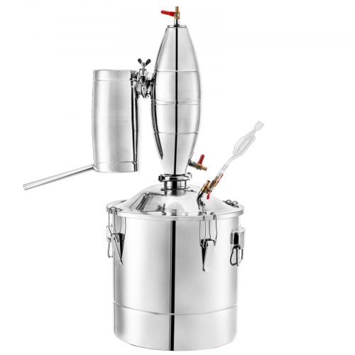 VEVOR 20L 5.28Gal Water Alcohol Distiller 304 Stainless Steel Moonshine Wine Making Boiler Home Kit with Thermometer for Whiskey Brandy Essential Oils