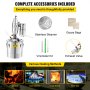VEVOR 20L 5.28Gal Water Alcohol Distiller 304 Stainless Steel Moonshine Wine Making Boiler Home Kit with Thermometer for Whiskey Brandy Essential Oils
