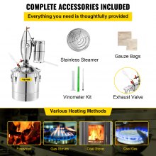 VEVOR Wine Boiler Stainless Steel Water Alcohol Distiller Gal Alcohol Still 50L Whiskey Distillery Kit Home Moonshine Still with Thermometer and Fermentation Tank for Alcohol Distilling