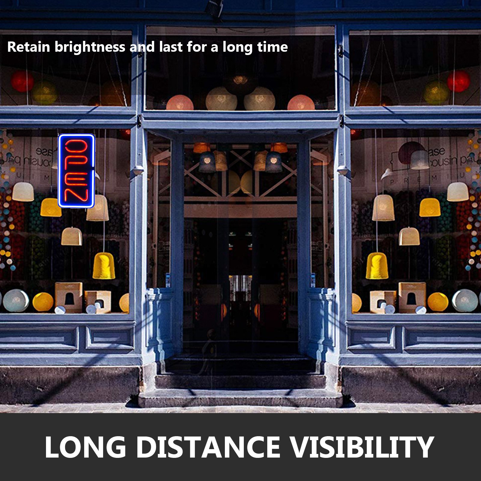 30W Vertical 60X30cm Neon OPEN Sign LED Bright Light Red And Blue Power Adapter