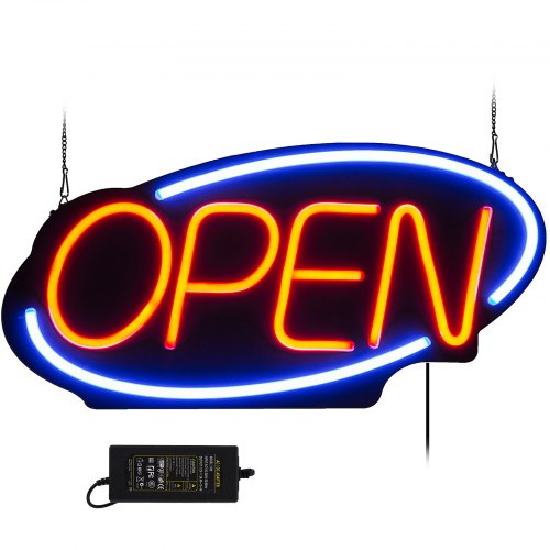 VEVOR Sign Open 24x11.8 pulgadas Neon Open Sign 30W Led Open Sign Vertical Sign Open con cadena colgante de 24 pulgadas y adaptador de corriente Luz brillante para negocios al aire libre