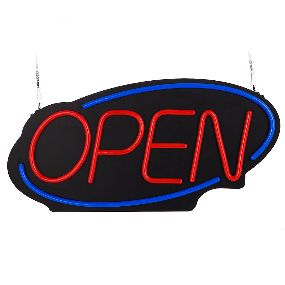 VEVOR Sign Open 24x11.8 inch Neon Open Sign 30W Led Open Sign Vertical Sign Open with 24 inch Hanging Chain and Power Adapter Bright Light for Business Outdoor