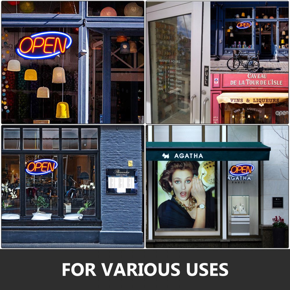 VEVOR Sign Open 24x11.8 inch Neon Open Sign 30W Led Open Sign Vertical Sign Open with 24 inch Hanging Chain and Power Adapter Bright Light for Business Outdoor