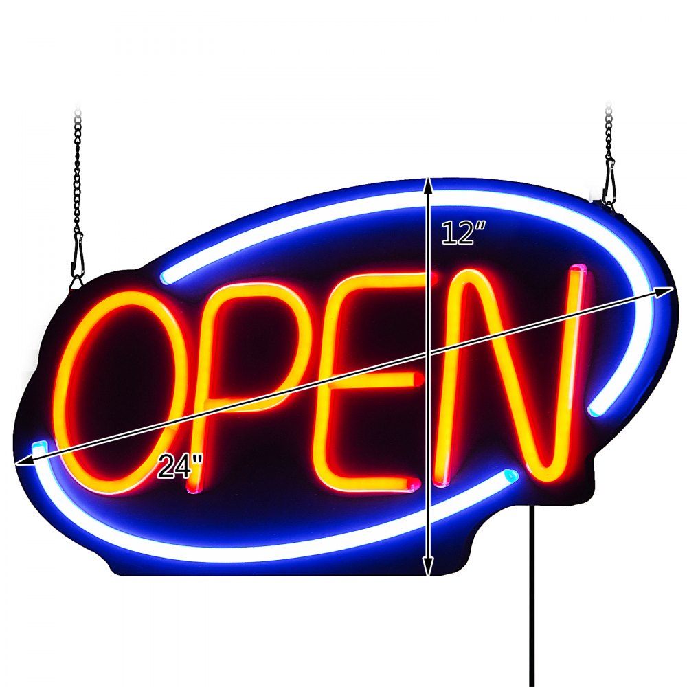 VEVOR Sign Open 24x11.8 inch Neon Open Sign 30W Led Open Sign Vertical Sign Open with 24 inch Hanging Chain and Power Adapter Bright Light for Business Outdoor