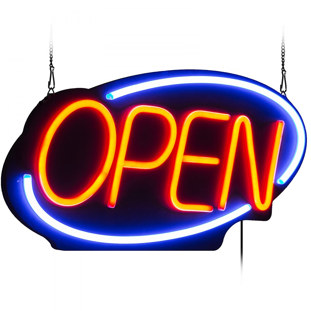 VEVOR Sign Open 24x11.8 inch Neon Open Sign 30W Led Open Sign Vertical Sign Open with 24 inch Hanging Chain and Power Adapter Bright Light for Business Outdoor