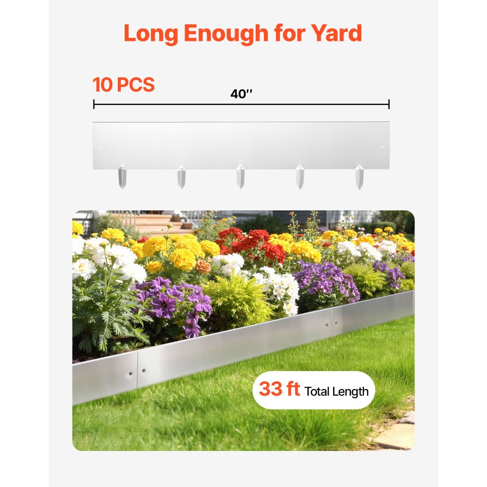 VEVOR Corten Steel Landscape Edging, 10-Pack 100 x 23 cm Metal Edging for Landscaping with 11 Connecting Plates, Easy-to-Install, Metal Garden Edge Border for Flower Bed, Yard Pathway