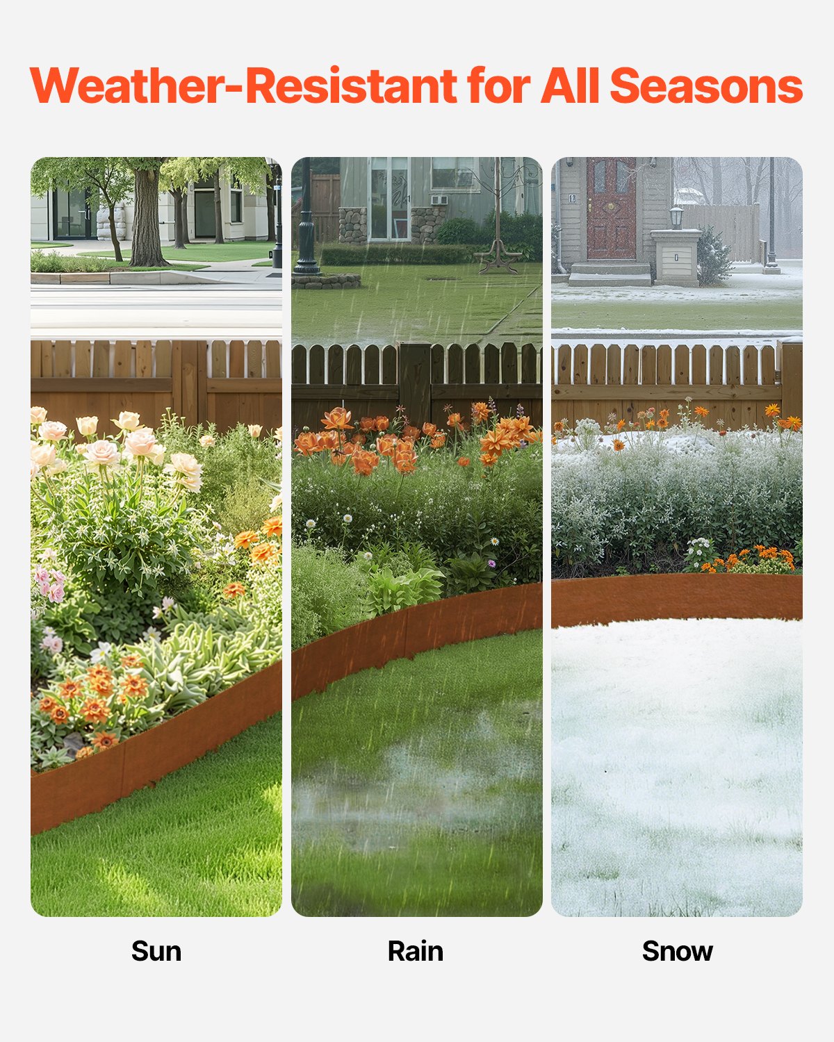 VEVOR Steel Landscape Edging, 10 Packs 1016 x 114.3 mm Weather-Resistant & Pre-Rust Metal Landscape Edging, Bendable Garden Edging Border, Heavy Duty Lawn Edging, Flower Bed Yard Pathway Divider