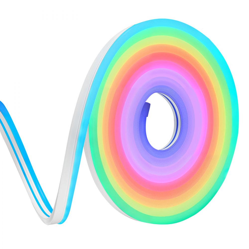 VEVOR LED Neon Rope Light, 16.4 ft, Flexible RGB-IC LED Strip Light, Control with App/Remote, Works with Alexa & Google Assistant, Music Syncing, Custom DIY Neon Flex Lights, for Bedroom Gaming Indoor