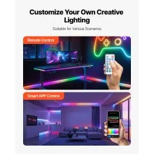 VEVOR LED Neon Rope Light, 16.4 ft, Flexible RGBIC LED Strip Light, Control with App/Remote, Works with Alexa & Google Assistant, Music Syncing, Custom DIY Neon Flex Lights, for Bedroom Gaming Indoor