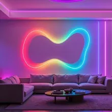 VEVOR LED Neon Rope Light, 16.4 ft, Flexible RGBIC LED Strip Light, Control with App/Remote, Works with Alexa & Google Assistant, Music Syncing, Custom DIY Neon Flex Lights, for Bedroom Gaming Indoor