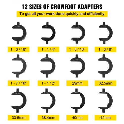 VEVOR Inner Tie Rod Installation Kit, Includes 13 Crowfoot Adapters, Durable 1/2 Inch Drive Tube for Efficient Removal, Crafted from Robust Steel, Ideal for Automotive Maintenance