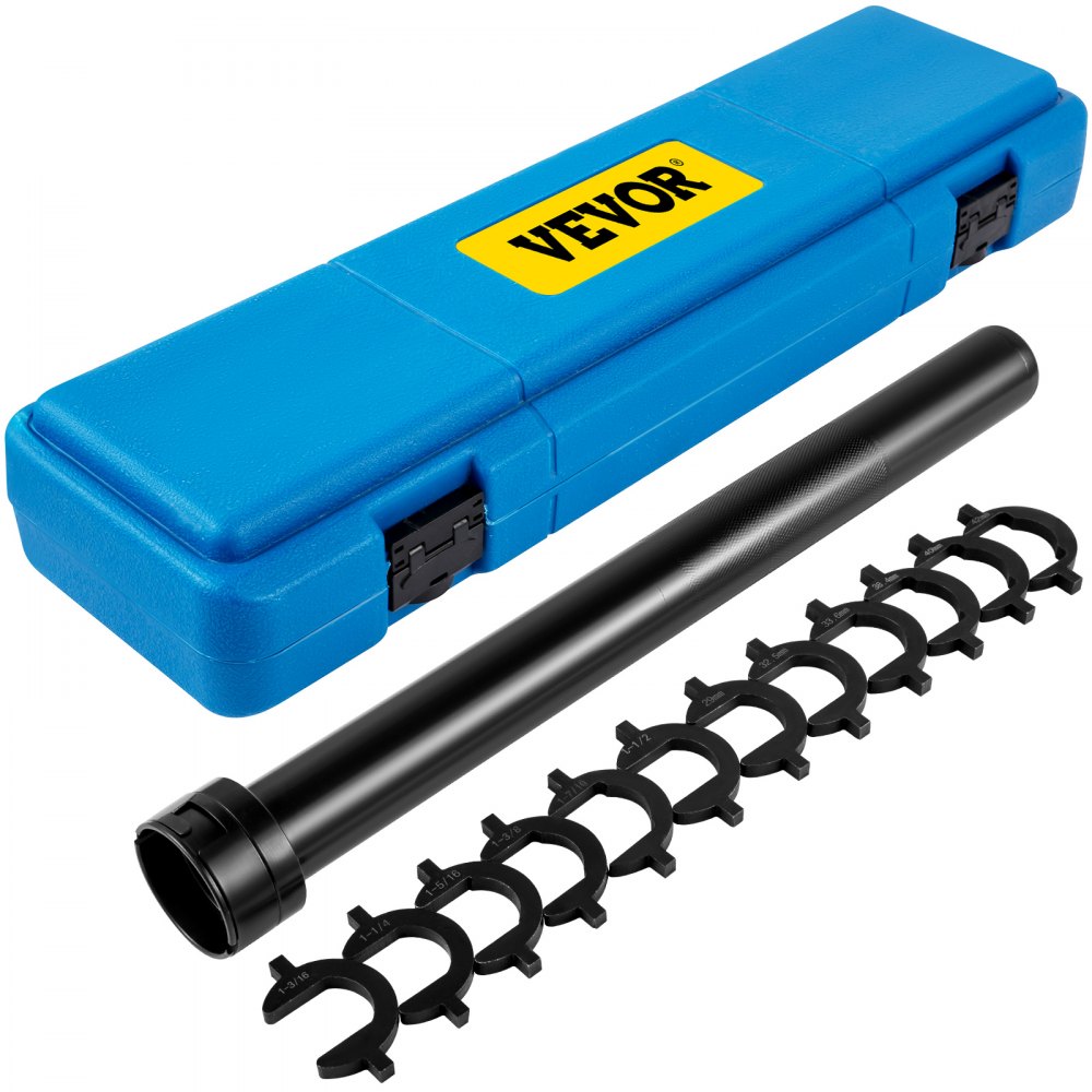 VEVOR inner tie rod tool kit with blue case and multiple fitting sizes.