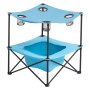 VEVOR Folding Camping Table, Portable Outdoor Lightweight Picnic Table, 600D Oxford Fabric Waterproof Canvas Travel Beach Tables, with 4 Cup Holders, Carry Bag, for Tailgating Camping Picnic, Blue