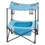 VEVOR Folding Camping Table, Portable Outdoor Lightweight Picnic Table, 600D Oxford Fabric Waterproof Canvas Travel Beach Tables, with 4 Cup Holders, Carry Bag, for Tailgating Camping Picnic, Blue