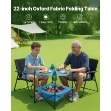 Folding Portable Camping Table Oxford Outdoor Picnic Square Table 4 Cup Holders