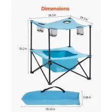 Folding Portable Camping Table Oxford Outdoor Picnic Square Table 4 Cup Holders