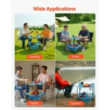 Folding Portable Camping Table Oxford Outdoor Picnic Square Table 4 Cup Holders