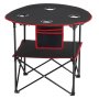 VEVOR Folding Camping Table, Portable Outdoor Lightweight Picnic Table, 600D Oxford Fabric Waterproof Canvas Travel Beach Tables, with 4 Cup Holders, Carry Bag, for Tailgating Camping Picnic, Black