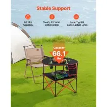 Folding Portable Camping Table Oxford Outdoor Picnic RoundTable 4 Cup Holders