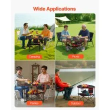 Folding Portable Camping Table Oxford Outdoor Picnic RoundTable 4 Cup Holders