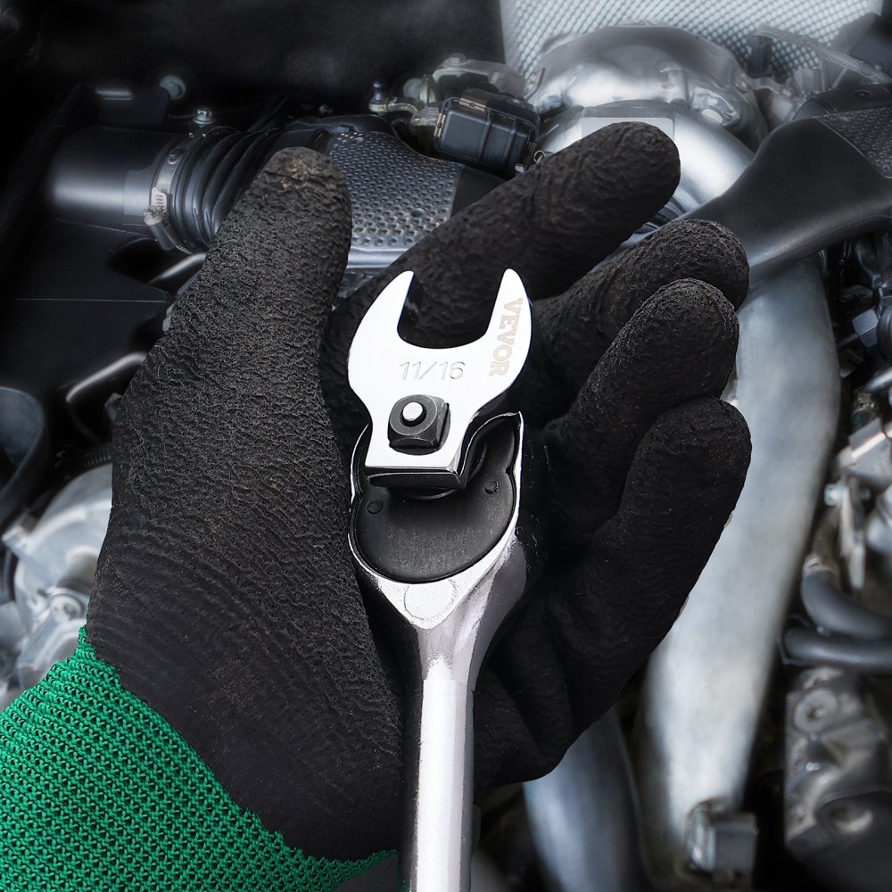 VEVOR Crowfoot Wrench Set, 3/8" Drive 20-Piece Crows Foot Wrench Set with 2 Extension Bars and EVA Tool Organizer, SAE 3/8"-7/8" and Metric 10-22 mm, 40CR Material and Mirror Chrome Finish