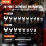 VEVOR Crowfoot Wrench Set, 3/8" Drive 20-Piece Crows Foot Wrench Set with 2 Extension Bars and EVA Tool Organizer, SAE 3/8"-7/8" and Metric 10-22 mm, 40CR Material with Mirror Chrome Finish