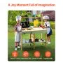 VEVOR Mud Kitchen for Kids, Wooden Toy Play Kitchen Set, Outdoor Toddler Grocery Store Playset, Pretend Play Kitchen with Planter Box, Stoves, Tank, Faucet, Blackboard, Cookware Pots and Accessories