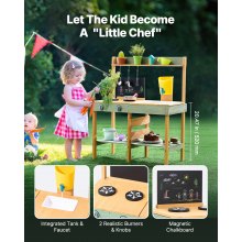 VEVOR Wooden Mud Kitchen Outdoor Toy Play Kitchen Set for Kids Pretend Playset