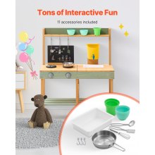 Wooden Mud Kitchen Outdoor Toy Play Kitchen Set for Kids Pretend Playset