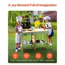Wooden Mud Kitchen Outdoor Toy Play Kitchen Set for Kids Pretend Playset