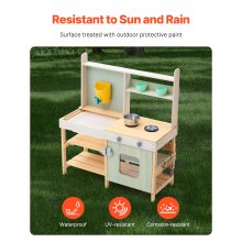 Wooden Mud Kitchen Outdoor Toy Play Kitchen Set for Kids Pretend Playset