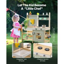 VEVOR Wooden Mud Kitchen Outdoor Toy Play Kitchen Set for Kids Pretend Playset