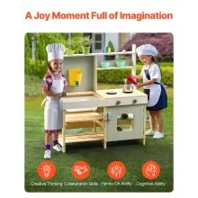 Wooden Mud Kitchen Outdoor Toy Play Kitchen Set for Kids Pretend Playset