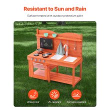 Wooden Mud Kitchen Outdoor Toy Play Kitchen Set for Kids Pretend Playset