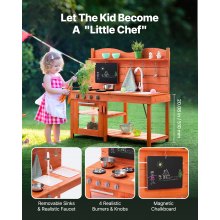 VEVOR Wooden Mud Kitchen Outdoor Toy Play Kitchen Set for Kids Pretend Playset