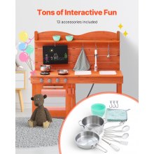 Wooden Mud Kitchen Outdoor Toy Play Kitchen Set for Kids Pretend Playset